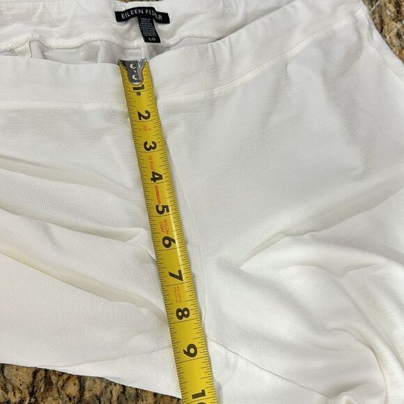 Eileen Fisher Off White Washable Stretch-Crepe Slim Fit Pants Size L - Picture 9 of 9